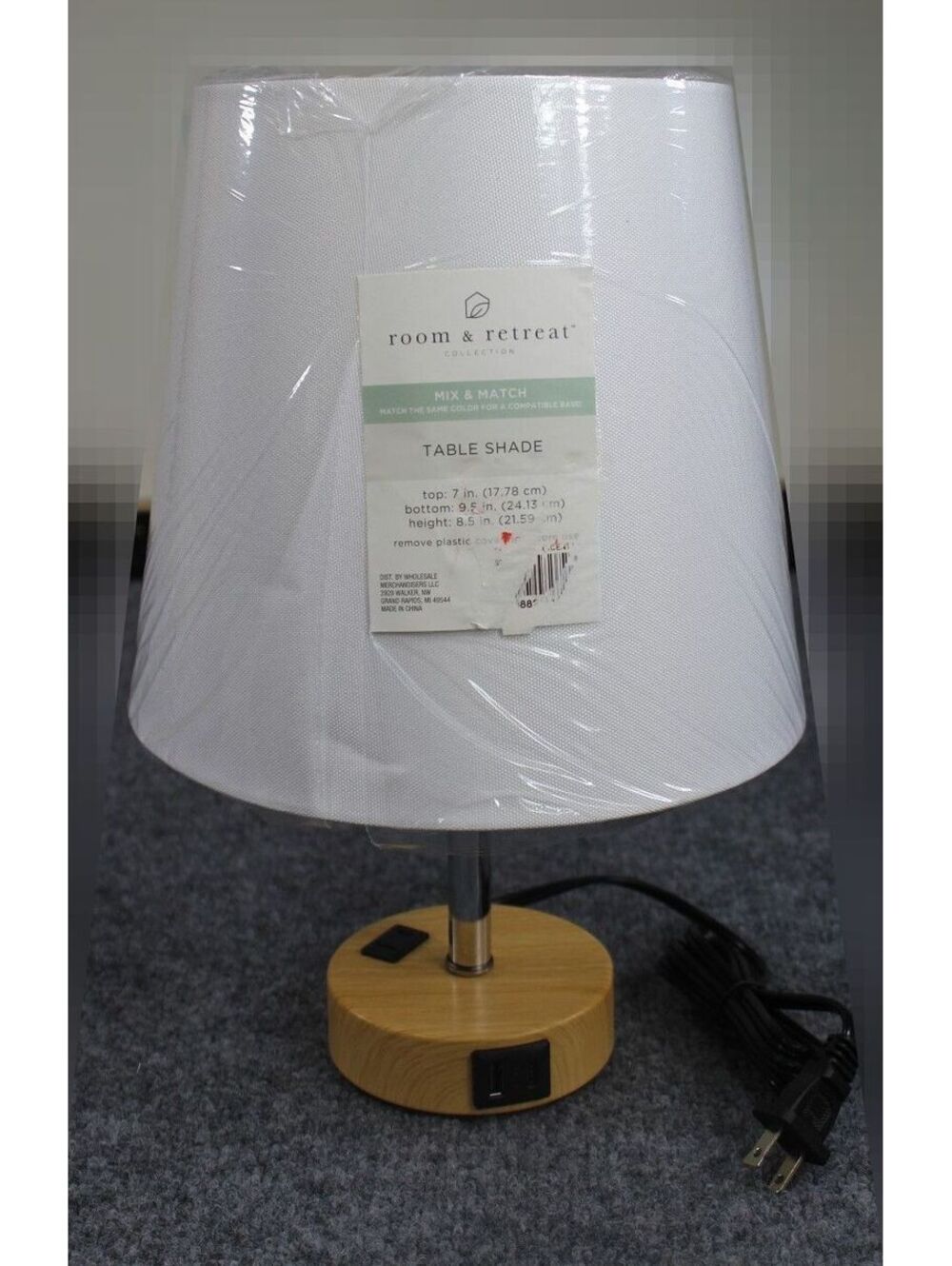 Modern Touch Table Lamp with USB Ports | Wood & Chrome